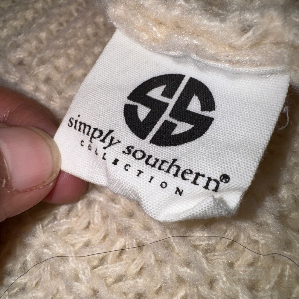 Simply Southern Cream Cable Knit Cardigan Sweater Womens Large Cocoon Dolman L - Picture 7 of 12
